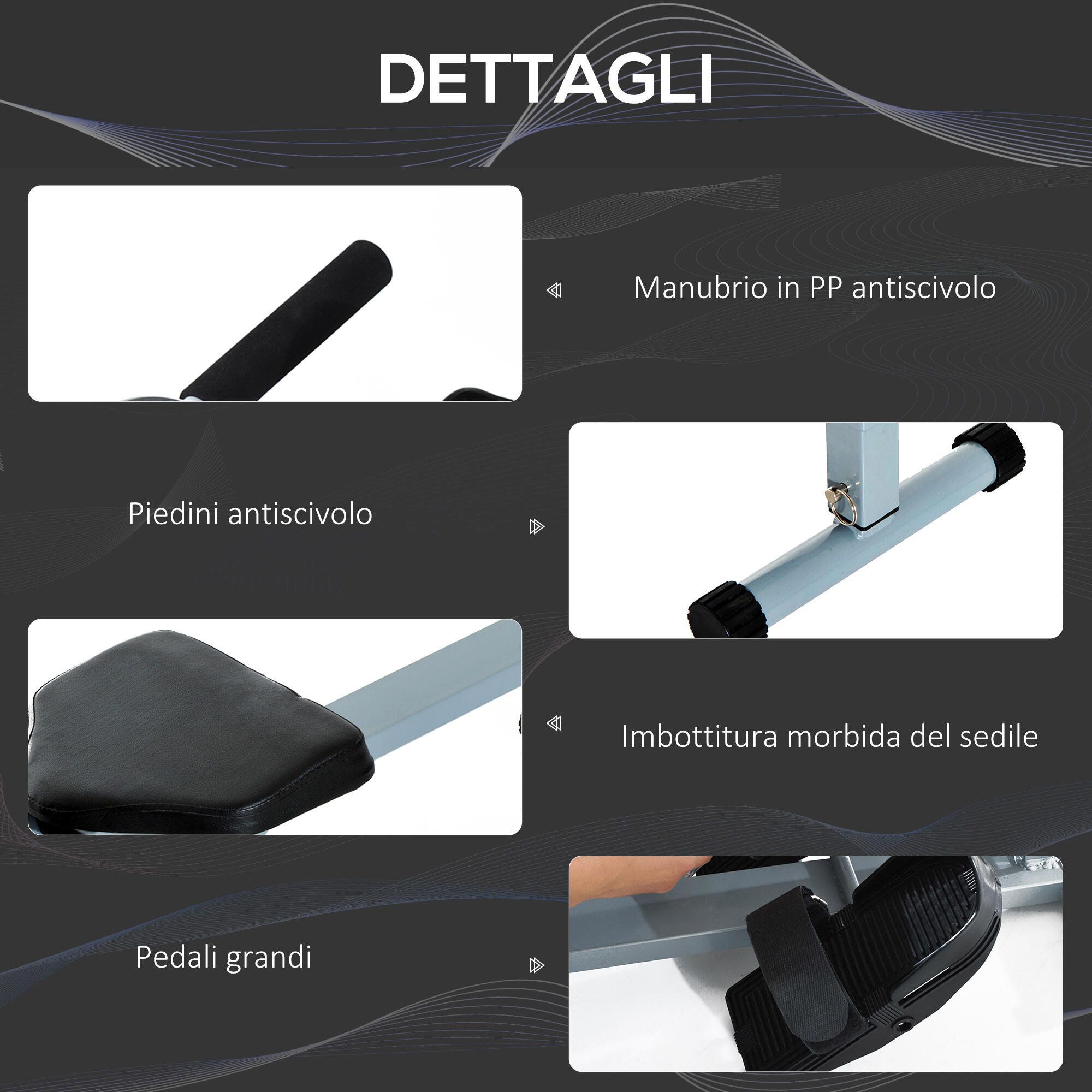 HOMCOM Vogatore Professionale per Uomo e Donna, per Casa o Palestra 6/8