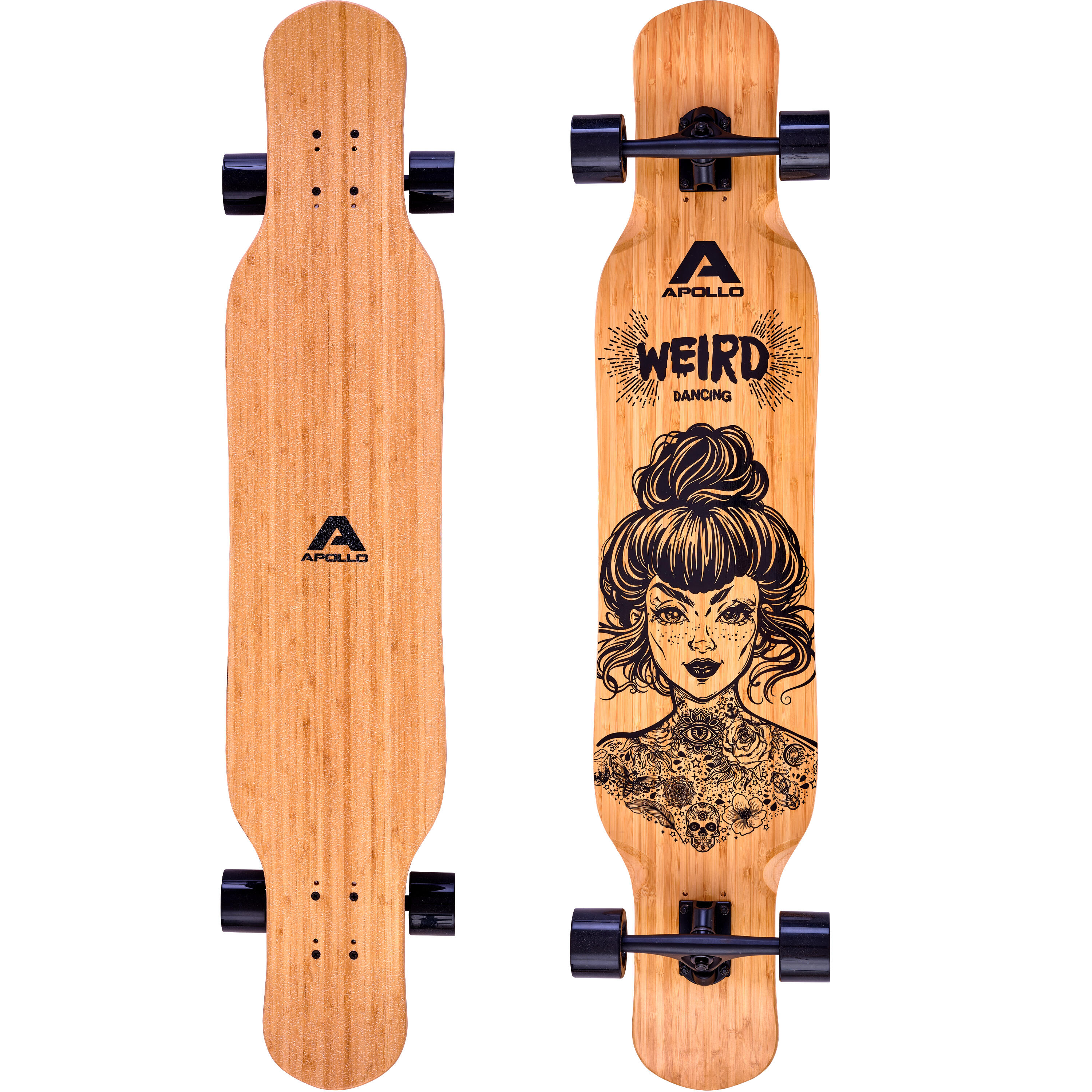 Apollo - Planche Longboard 116x24cm Abec 9, Idéale Pour Pros & Débutants, Cruiser Élégant - Longboard Skate - Marron|noir - Decathlon