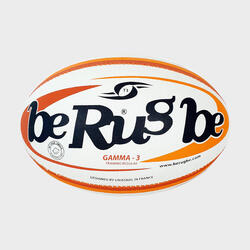 Ballon de rugby d'entraînement Gamma T3 Be Rugbe Blanc et orange
