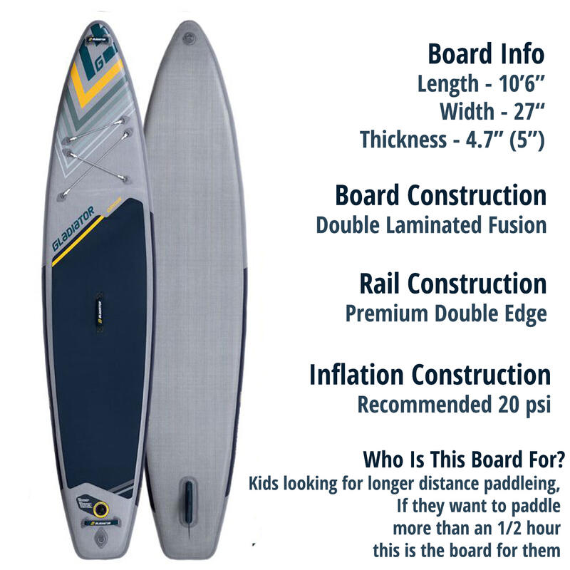 GLADIATOR ORIGIN 10'6" Kid SUP Board Stand Up Paddle aufblasbar Surfboard Paddel