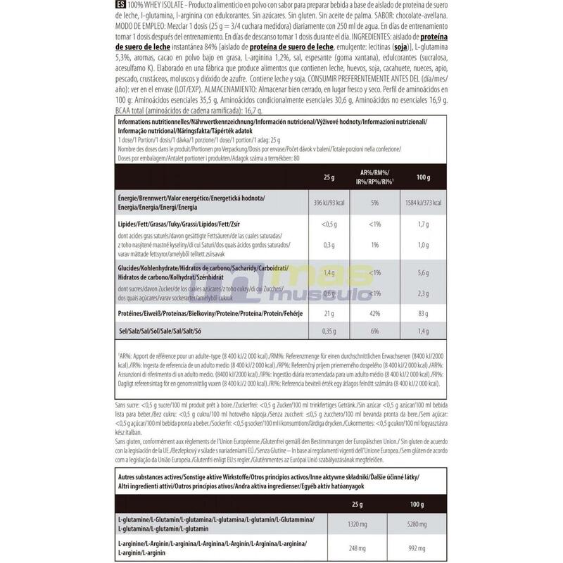 Scitec Nutrition 100% Whey Isolate con L-Glutamina adicional 2 kg