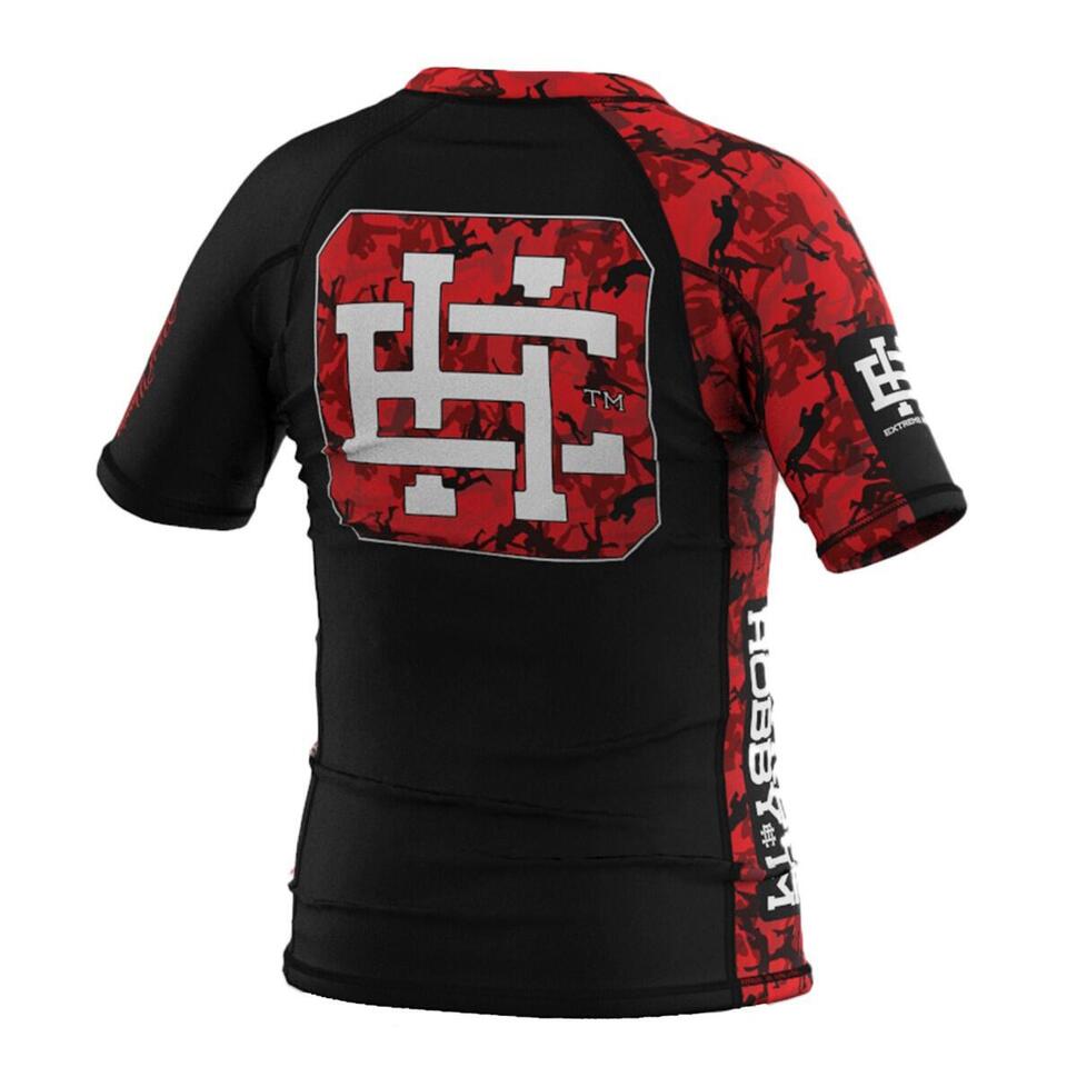 Rashguard dla dzieci do MMA z krótkim rękawem EXTREME HOBBY RED WARRIOR