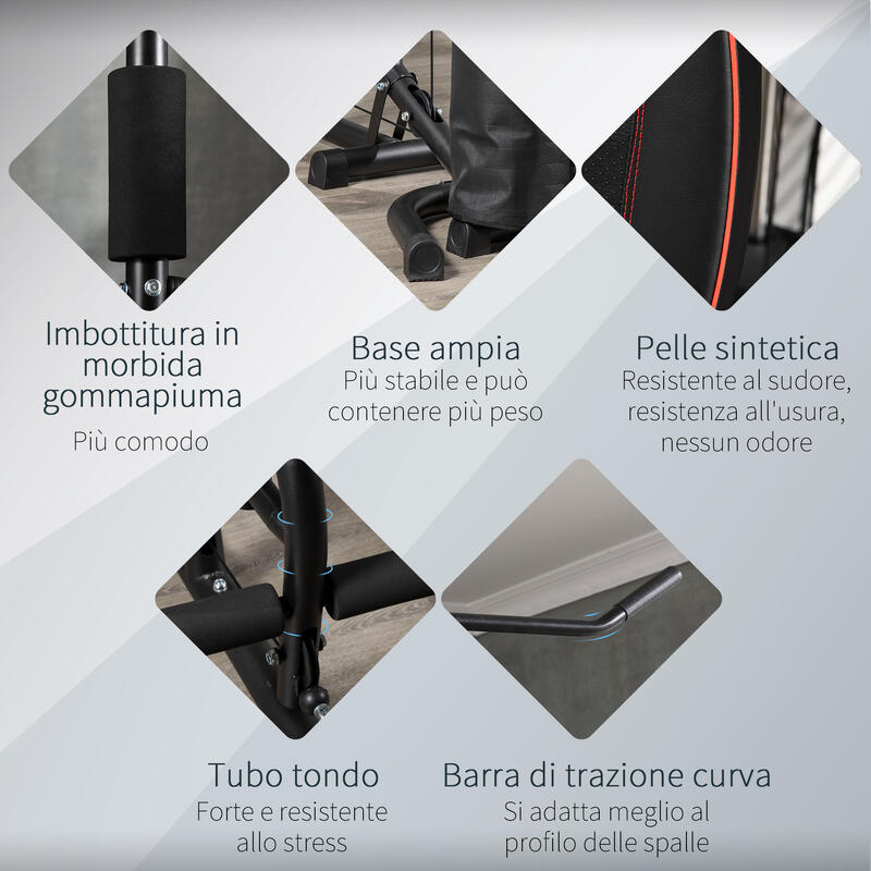 HOMCOM Palestra Multifunzione con Pesi da 45kg in Acciaio 170x104x205cm Nero