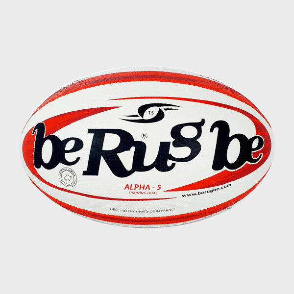 Berugbe - Ballon De Rugby D'Entraînement Alpha Be Rugbe T5 - Ballon De Rugby - Blanc|rouge - 5 - Decathlon