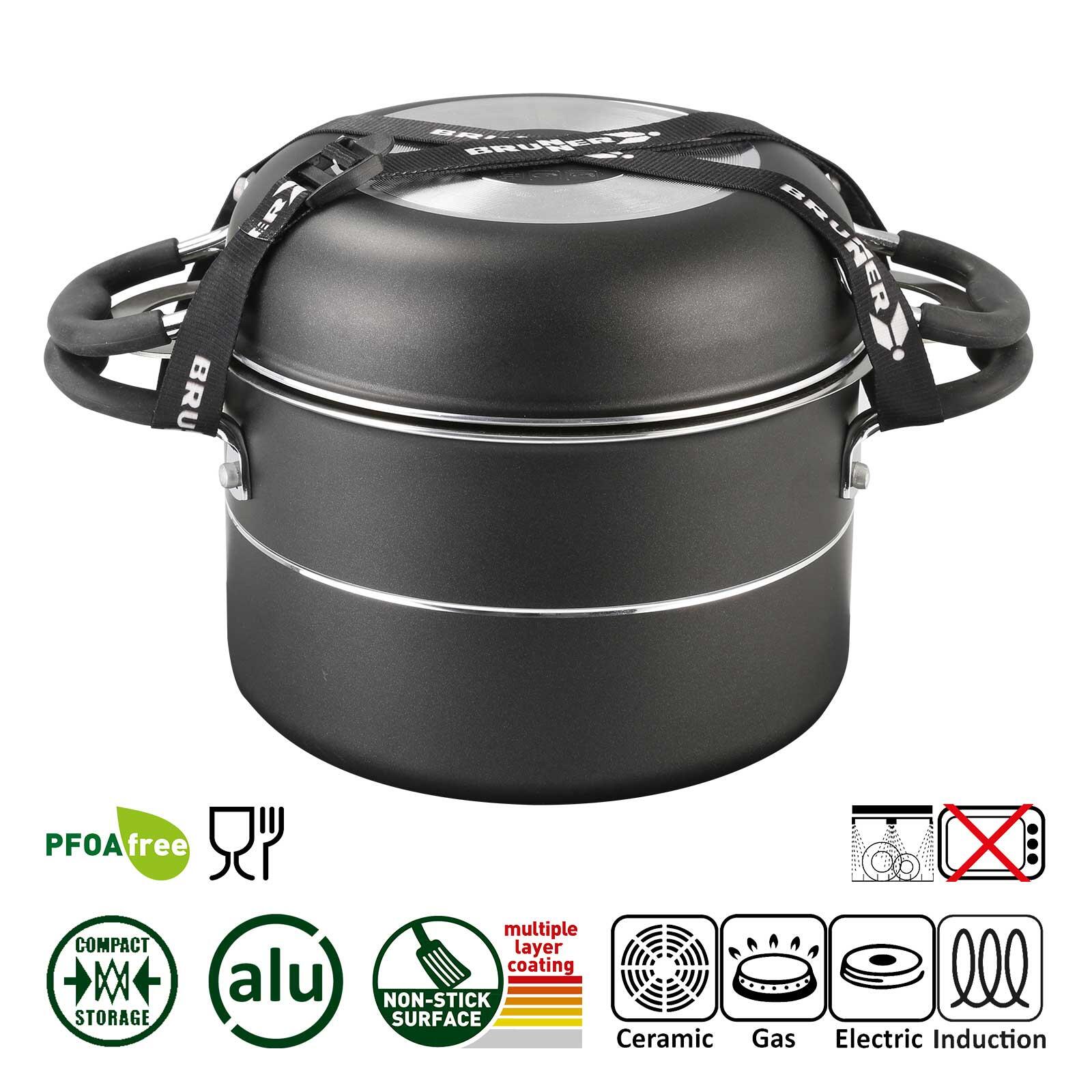 BRUNNER Camping Koch Geschirr Set Academy HIGH NG 7+1 22 Cm Outdoor Topf Pfanne Online Kaufen