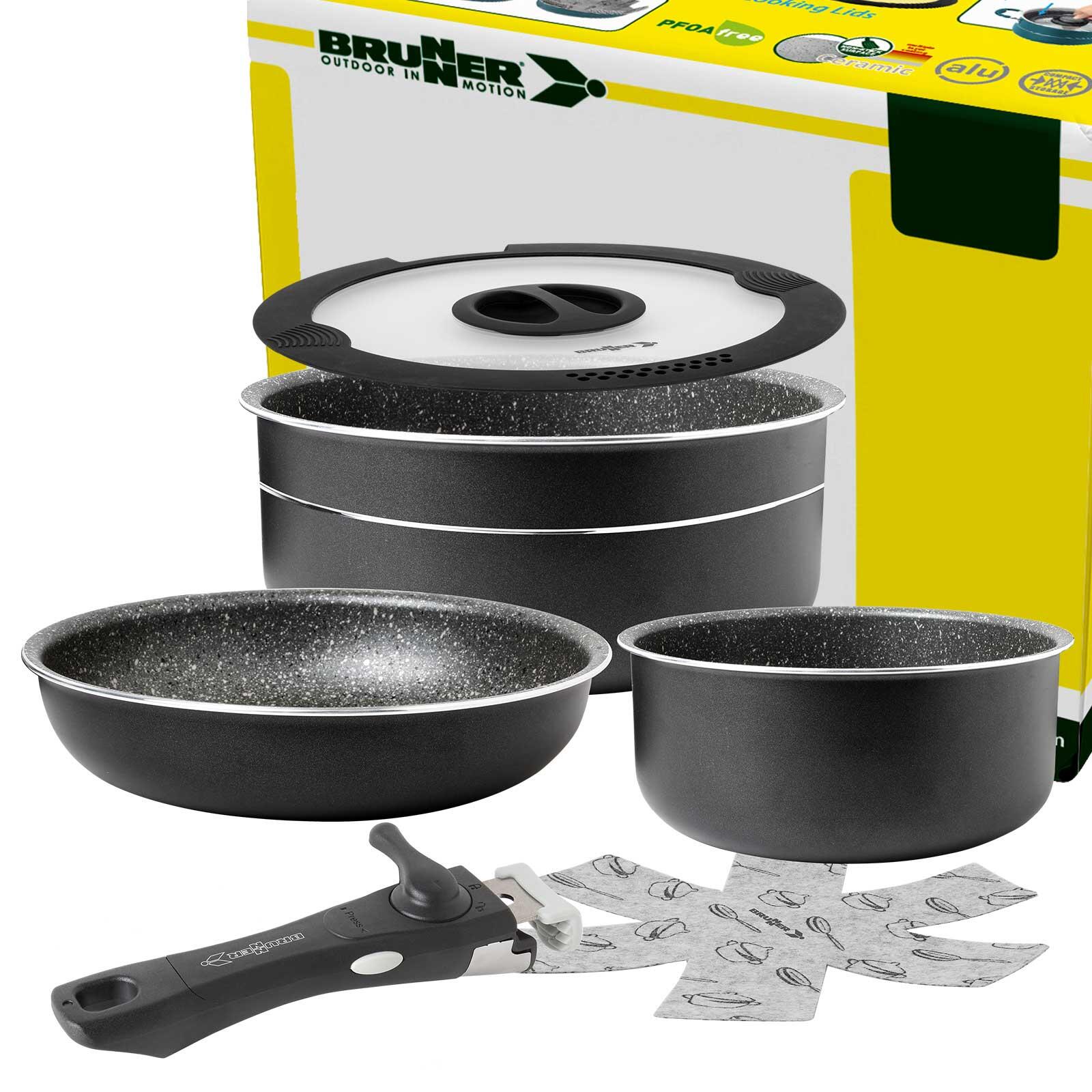 BRUNNER Camping Kochgeschirr Topfset | Alu | PIRATE Spacemaster, ø20cm 5+1teilig