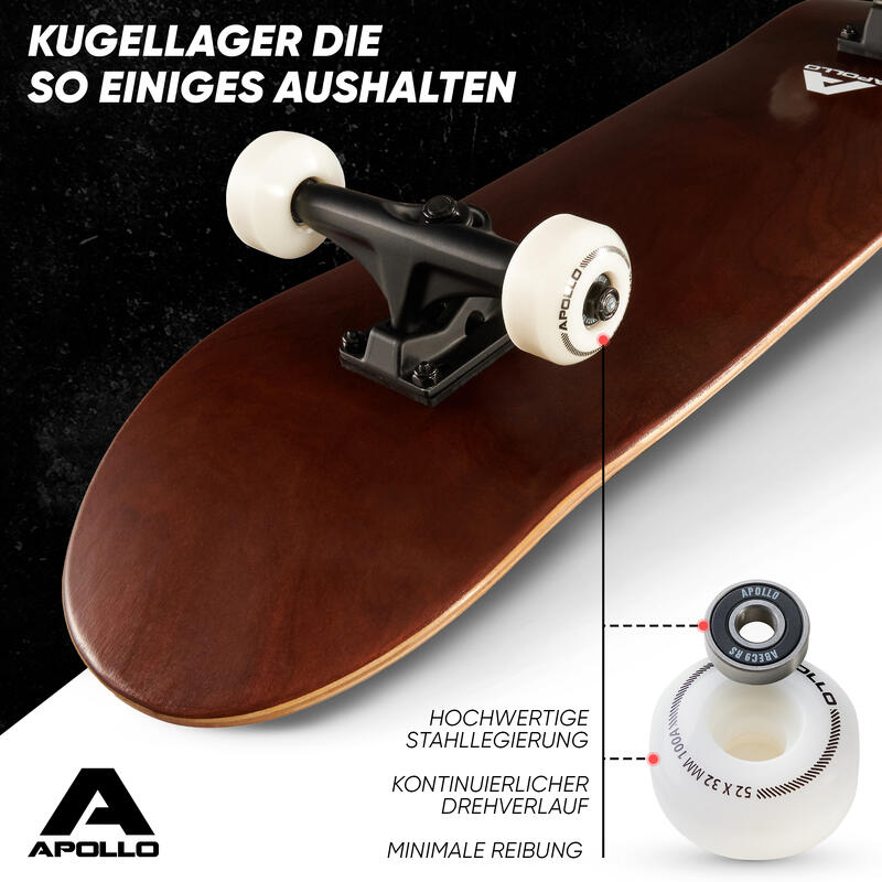 Skateboard 31,5 Zoll 7-lagiges Deck mit ABEC 7 Kugellagern