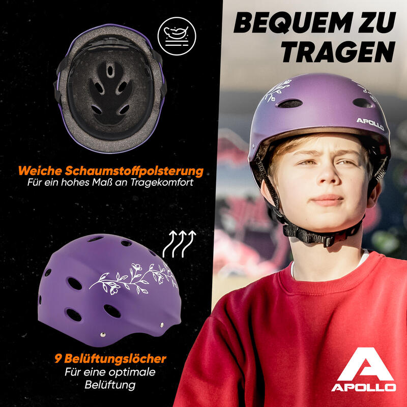 verstellbarer Skatehelm mit Design - BMX Kinderhelm