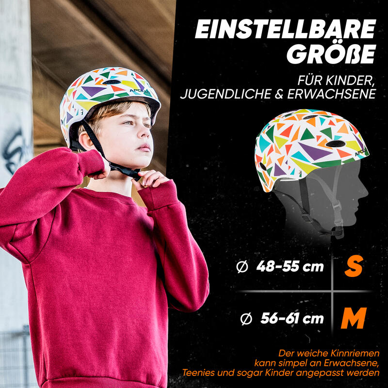 verstellbarer Skatehelm mit Design - BMX Kinderhelm