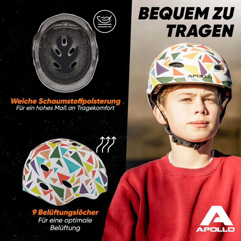 verstellbarer Skatehelm mit Design - BMX Kinderhelm