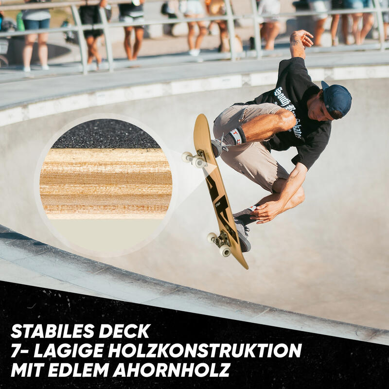 Skateboard 31,5 Zoll 7-lagiges Deck mit ABEC 7 Kugellagern