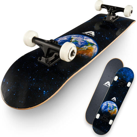 Skateboard 7 plis, concave moyen, roulements ABEC-7