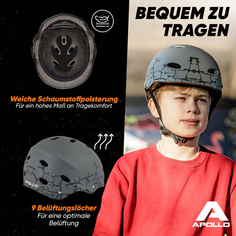 verstellbarer Skatehelm mit Design - BMX Kinderhelm