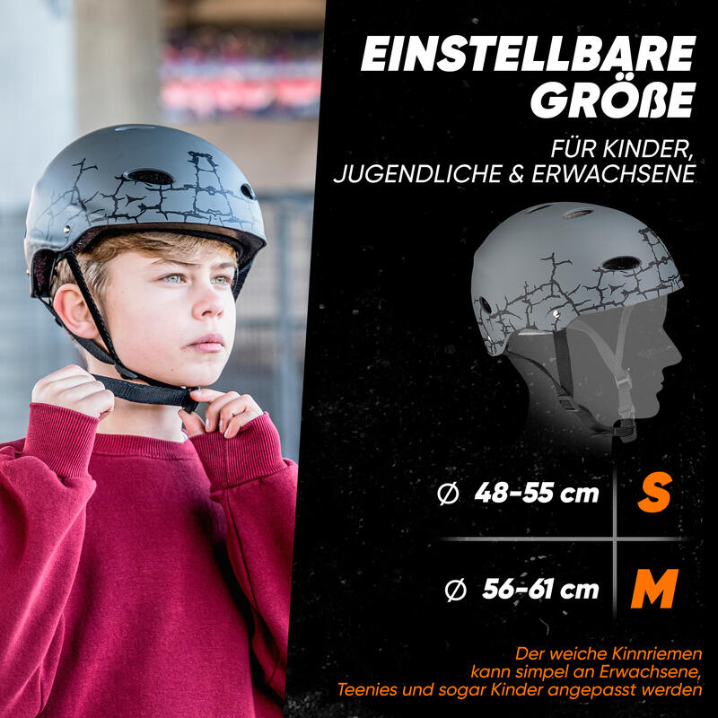 verstellbarer Skatehelm mit Design - BMX Kinderhelm