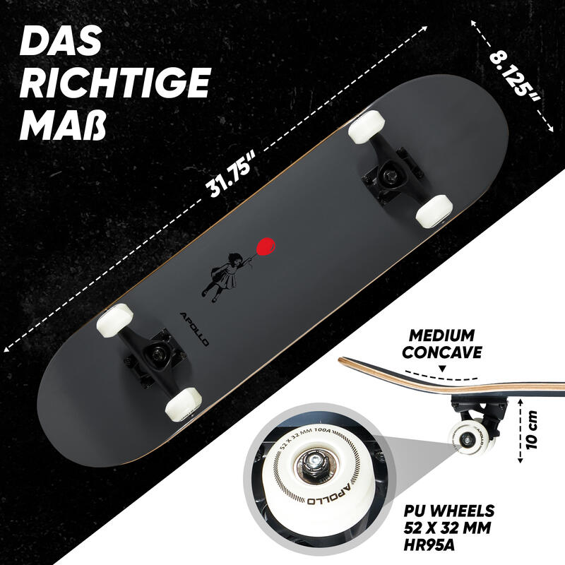 Skateboard 31,5 Zoll 7-lagiges Deck mit ABEC 7 Kugellagern