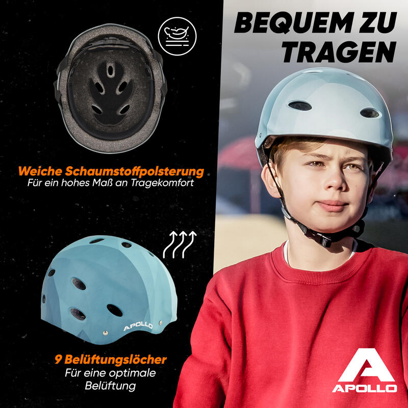 verstellbarer Skatehelm mit Design - BMX Kinderhelm