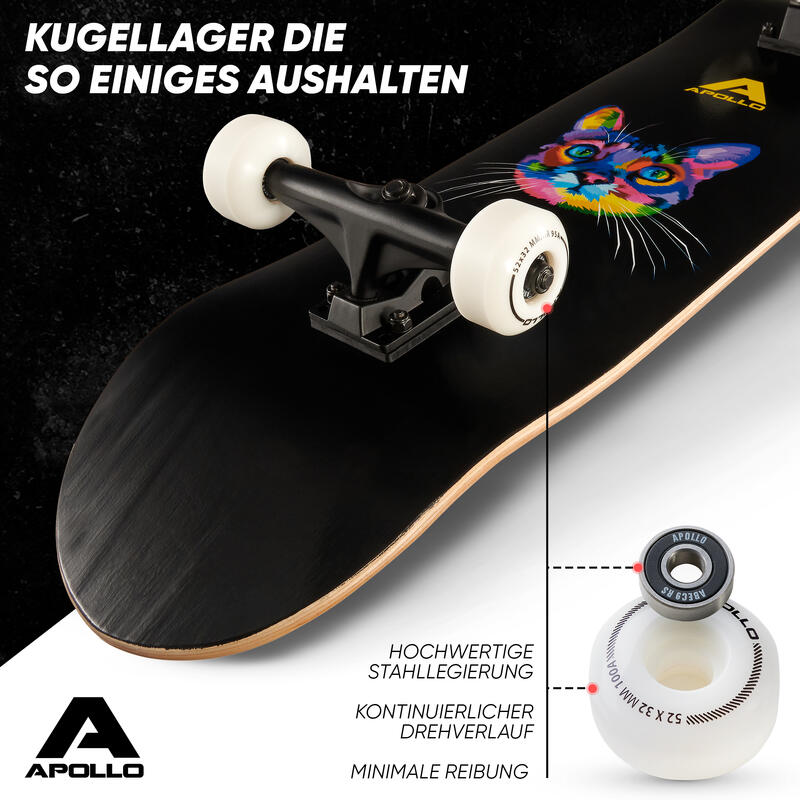 Skateboard 31,5 Zoll 7-lagiges Deck mit ABEC 7 Kugellagern