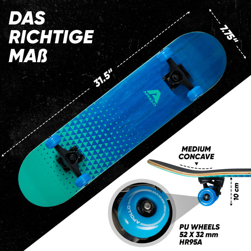 Skateboard 31,5 Zoll 7-lagiges Deck mit ABEC 7 Kugellagern