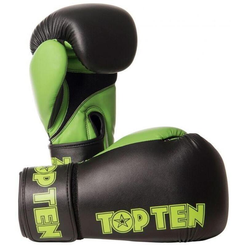 Manusi de box "XLP", Top Ten, Negru/Verde, 12 OZ