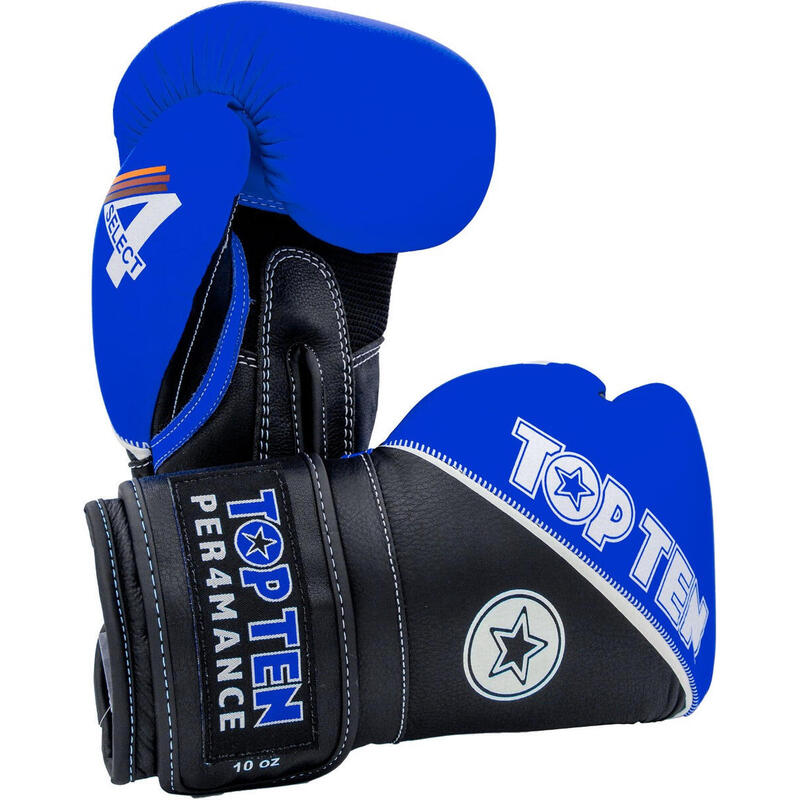 Manusi box 4select din piele, Top Ten , albastru-negru, 14 oz
