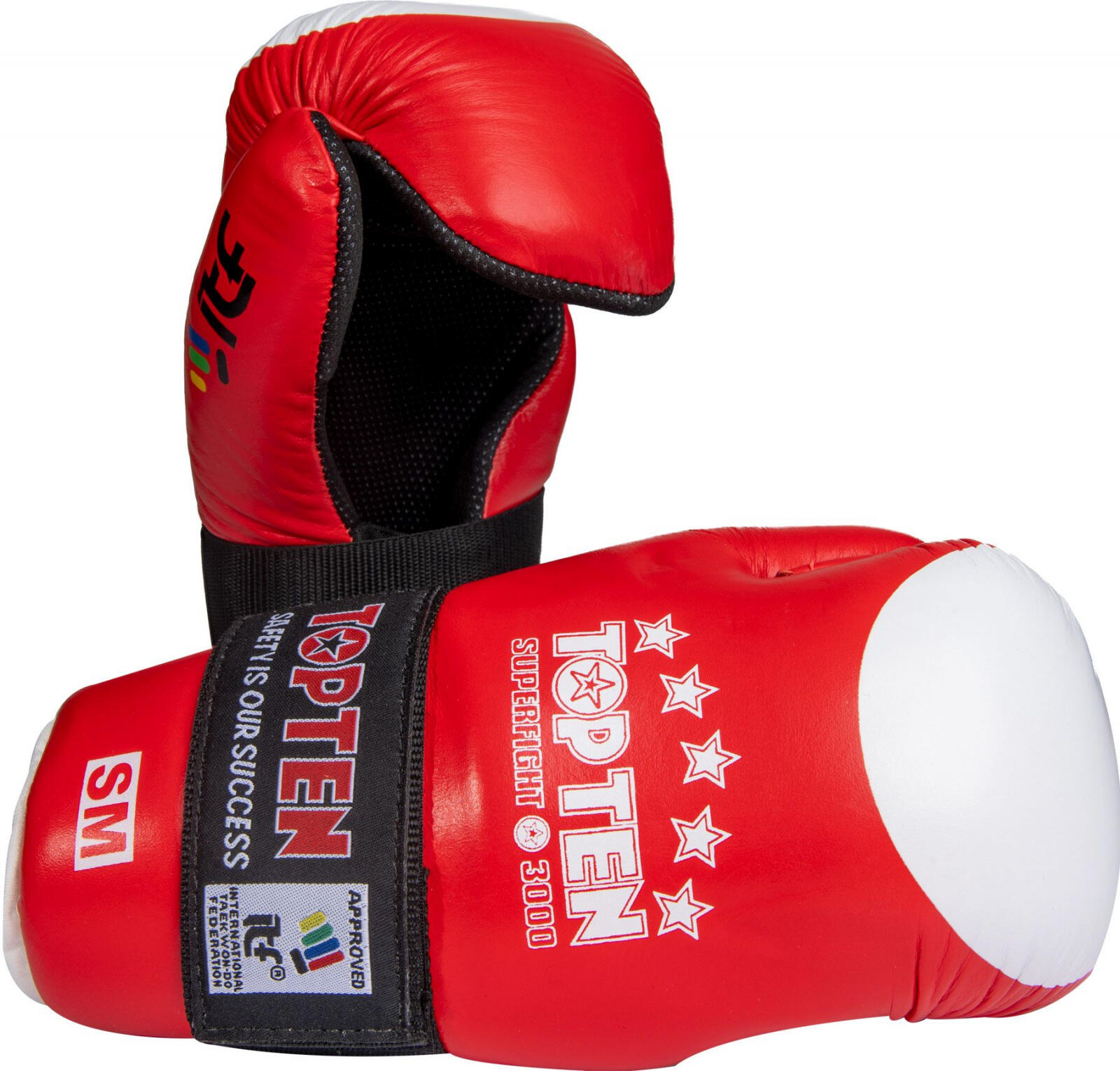 Manusi de Taekwon-do, ITF Superfight 3000, aprobate ITF, Top Ten, Rosu, S-M