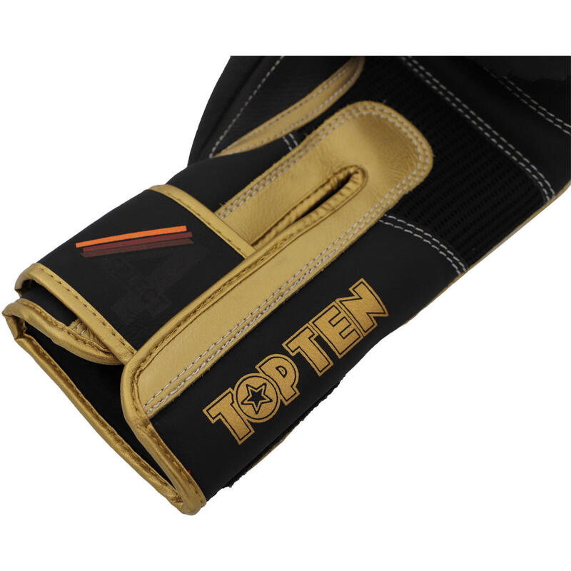 Manusi box 4select din piele, Top Ten , negru-auriu, 16 oz