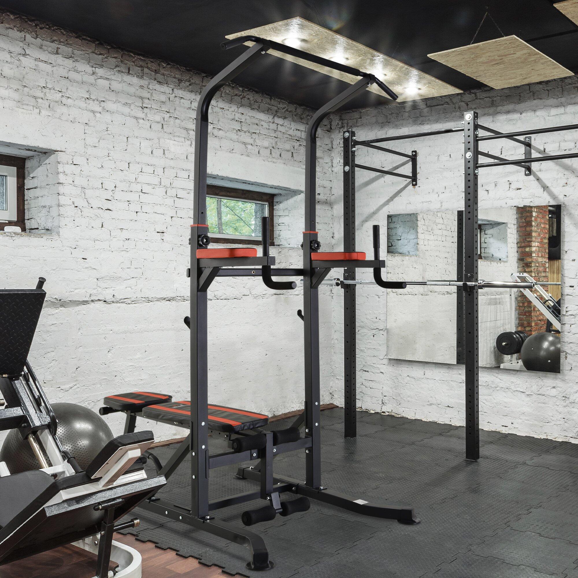 HOMCOM Stazione Multiuso da Fitness Pieghevole Barra Trazioni Panca Regolabile 2/7