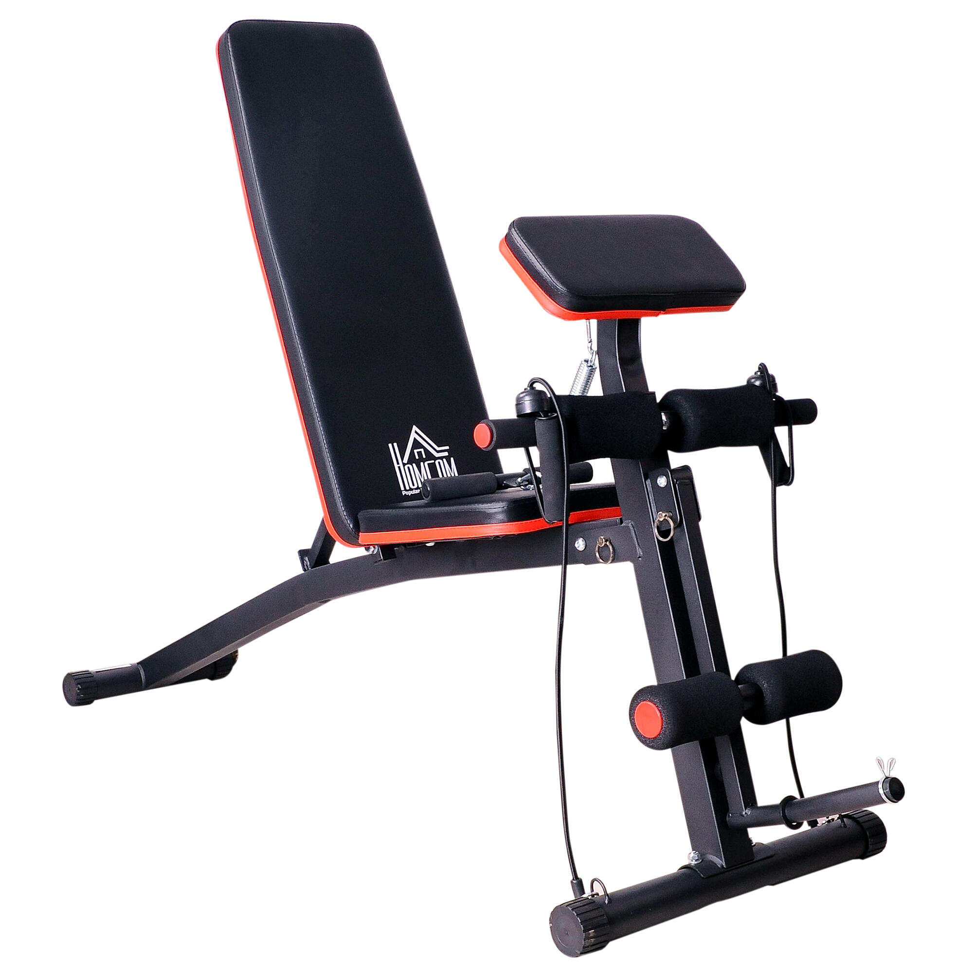 HOMCOM HOMCOM Panca Fitness Inclinata Panca Multifunzione per Addominali Nero e Rosso