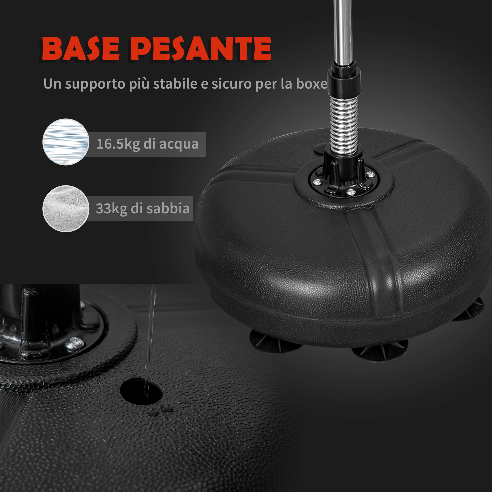 HOMCOM Sacco Boxe da Terra Altezza Regolabile in PE e Metallo Guanti Oro 6/7