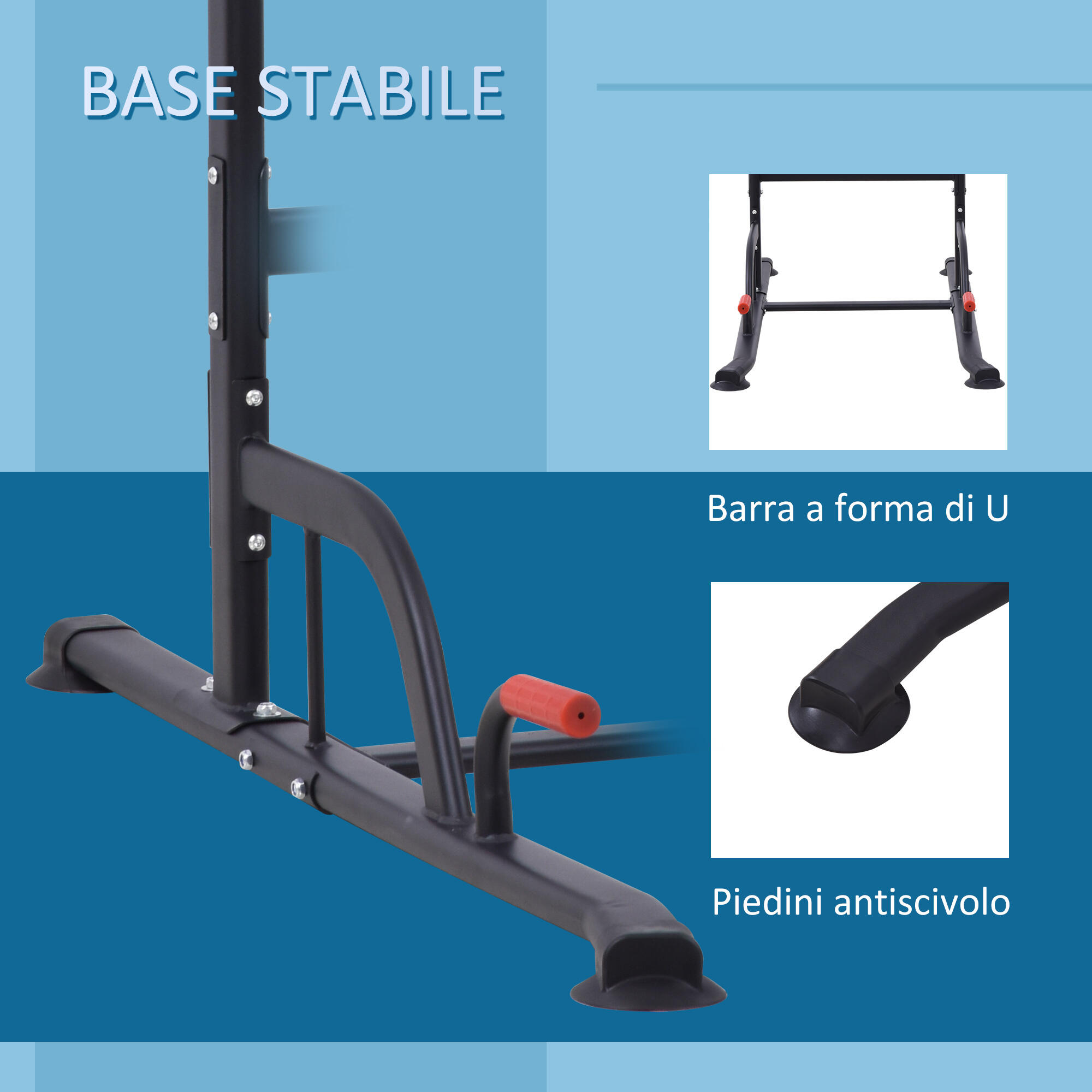 HOMCOM Stazione Fitness Multiuso per Fitness con Altezza Regolabile in Acciaio 7/8