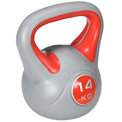 SPORTNOW Kettlebell 14kg Rosso per Stacchi Squat e Sollevamenti in PU e Sabbia