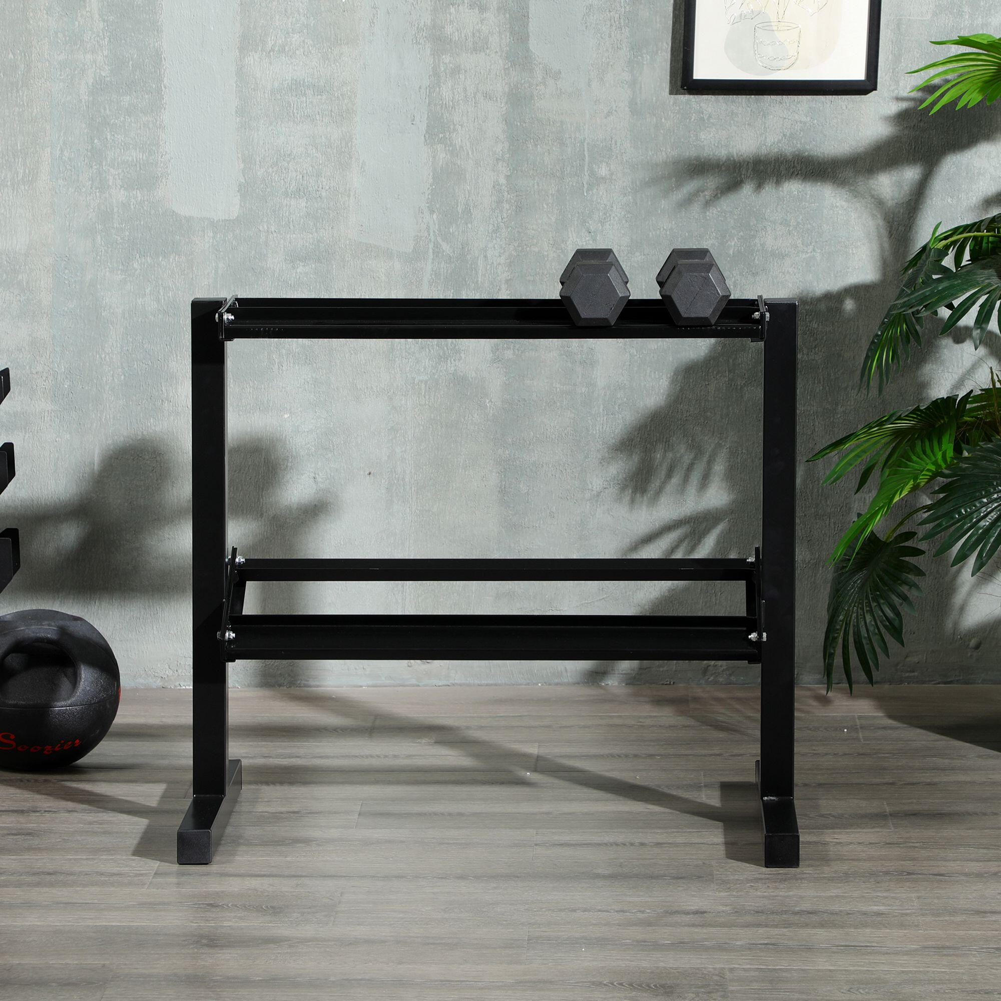 SPORTNOW Porta Pesi con 2 Ripiani 92.5x50.5x80.5cm in Acciaio 6/7