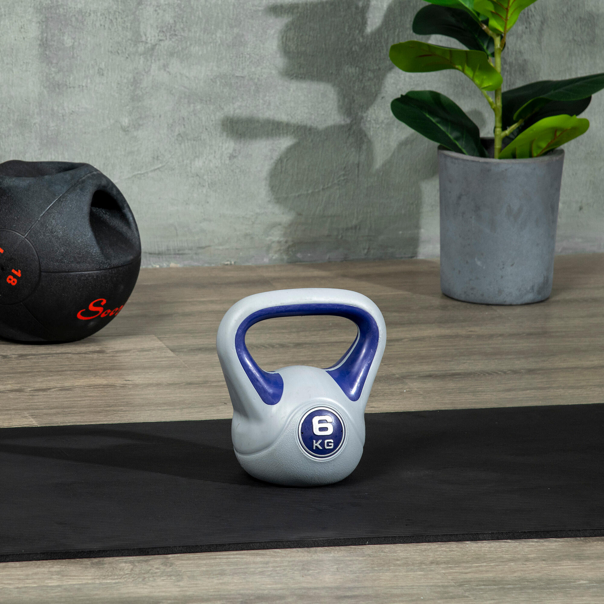 Kettlebell 6 kg, revêtement PU et remplissage de sable, pour musculation, 20 x 1 9/9