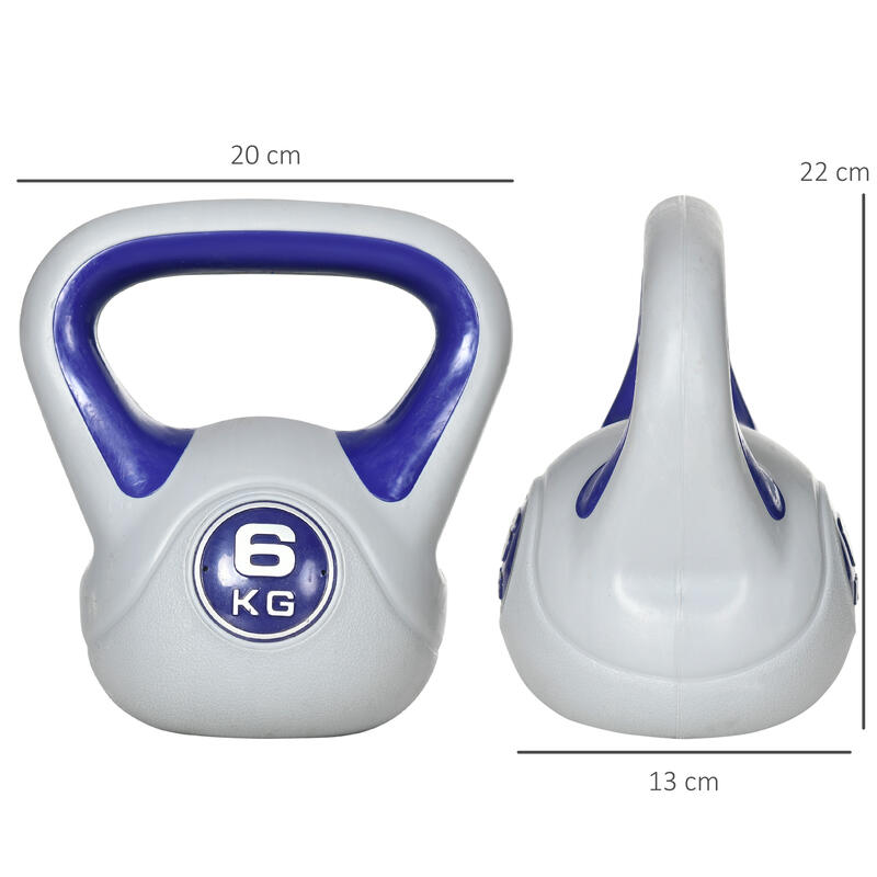 SPORTNOW Gantera Kettlebell 6kg cu protectie moale, baza plata 20x13x22cm violet