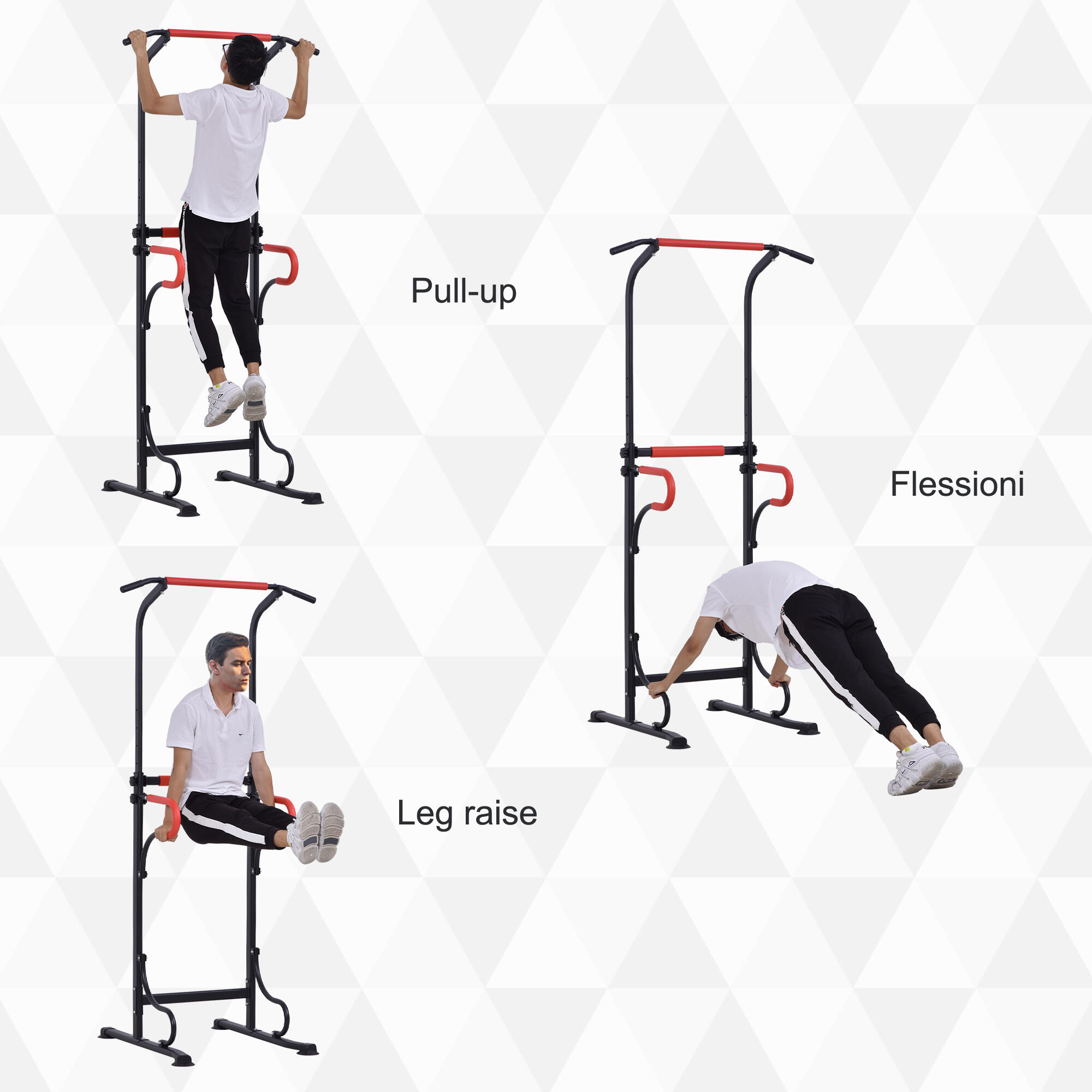 HOMCOM Power Tower Stazione Fitness Multiuso con Altezza Regolabile in Acciaio 4/8