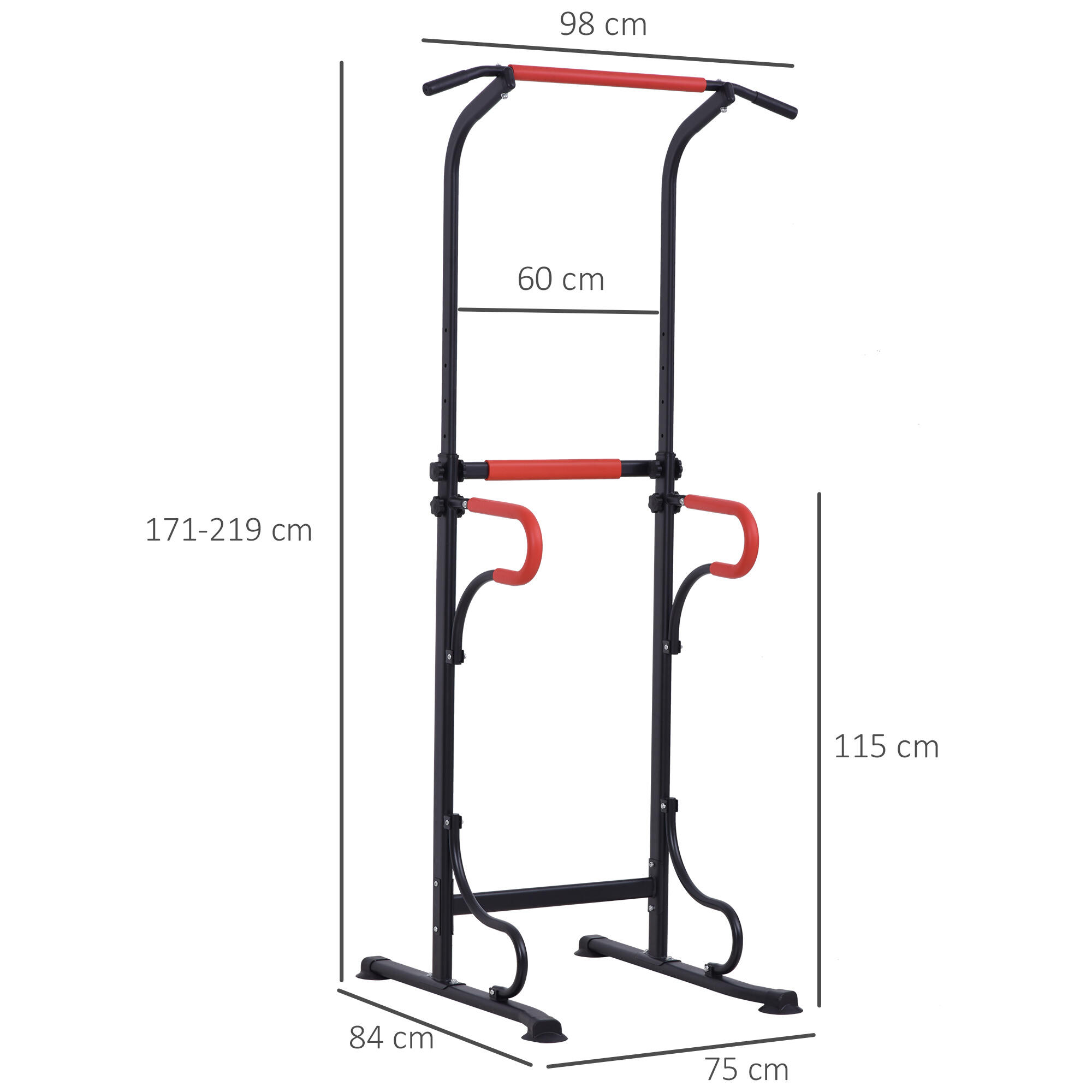 HOMCOM Power Tower Stazione Fitness Multiuso con Altezza Regolabile in Acciaio 3/8