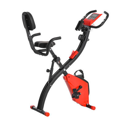 HOMCOM Cyclette Pieghevole 2 in1 con Elastici per Braccia e Resistenza 8 Livelli