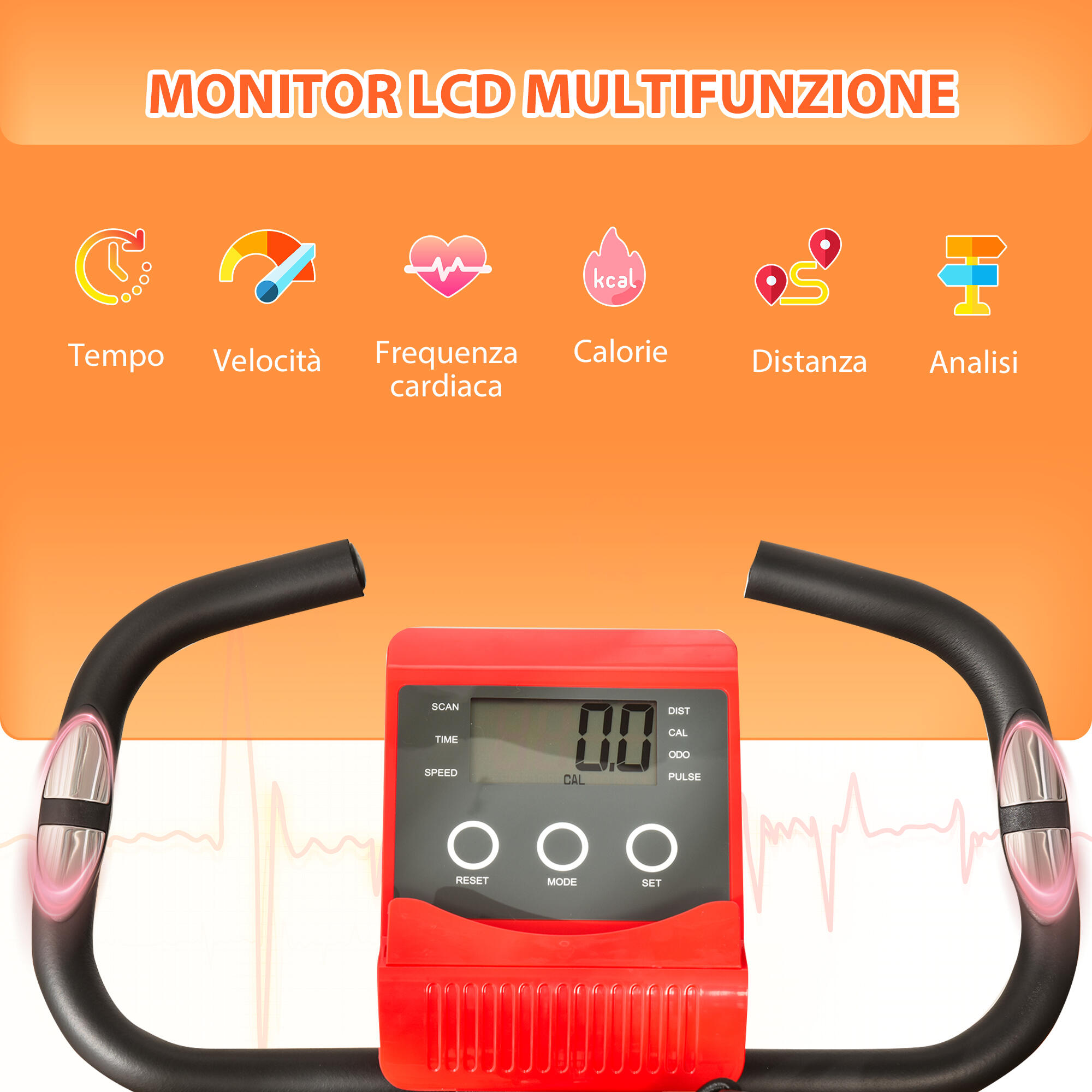 HOMCOM Cyclette Pieghevole 2 in1 con Elastici per Braccia e Resistenza 8 Livelli 4/8