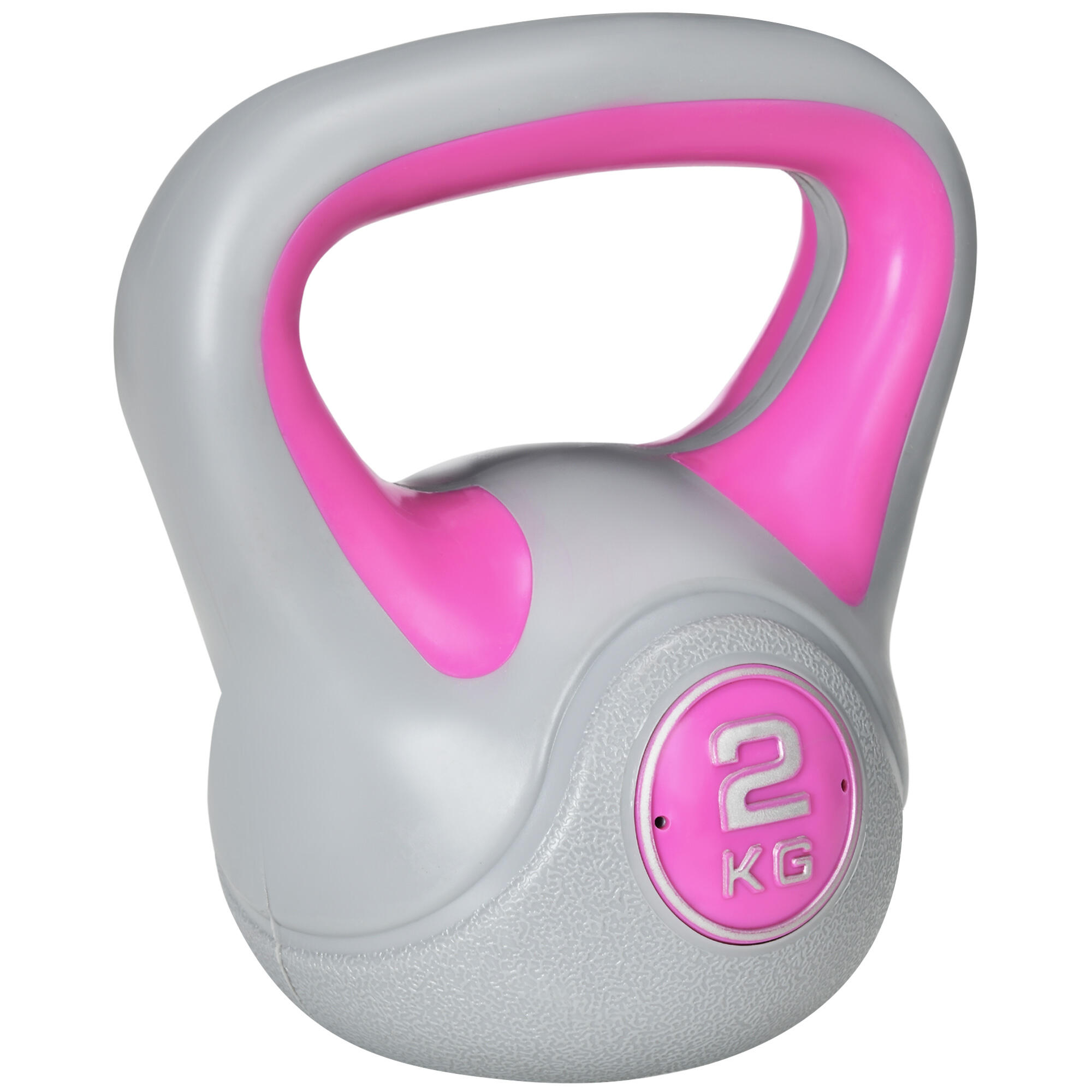 SPORTNOW SPORTNOW Kettlebell 2kg in PU e Sabbia con Base Piatta e Impugnatura Rosa