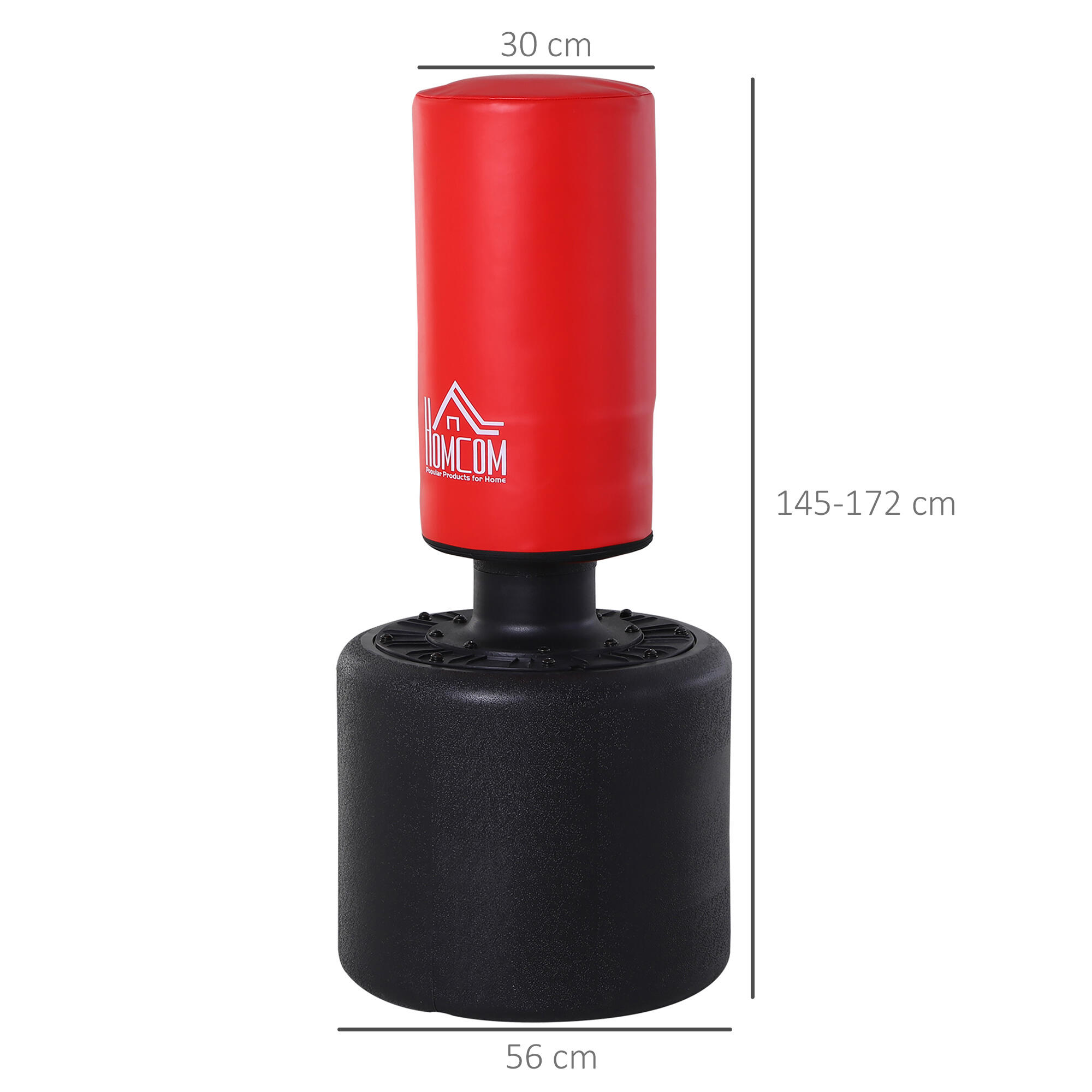 HOMCOM Sacco Boxe da Terra, Altezza Regolabile 145-172cm, Base da