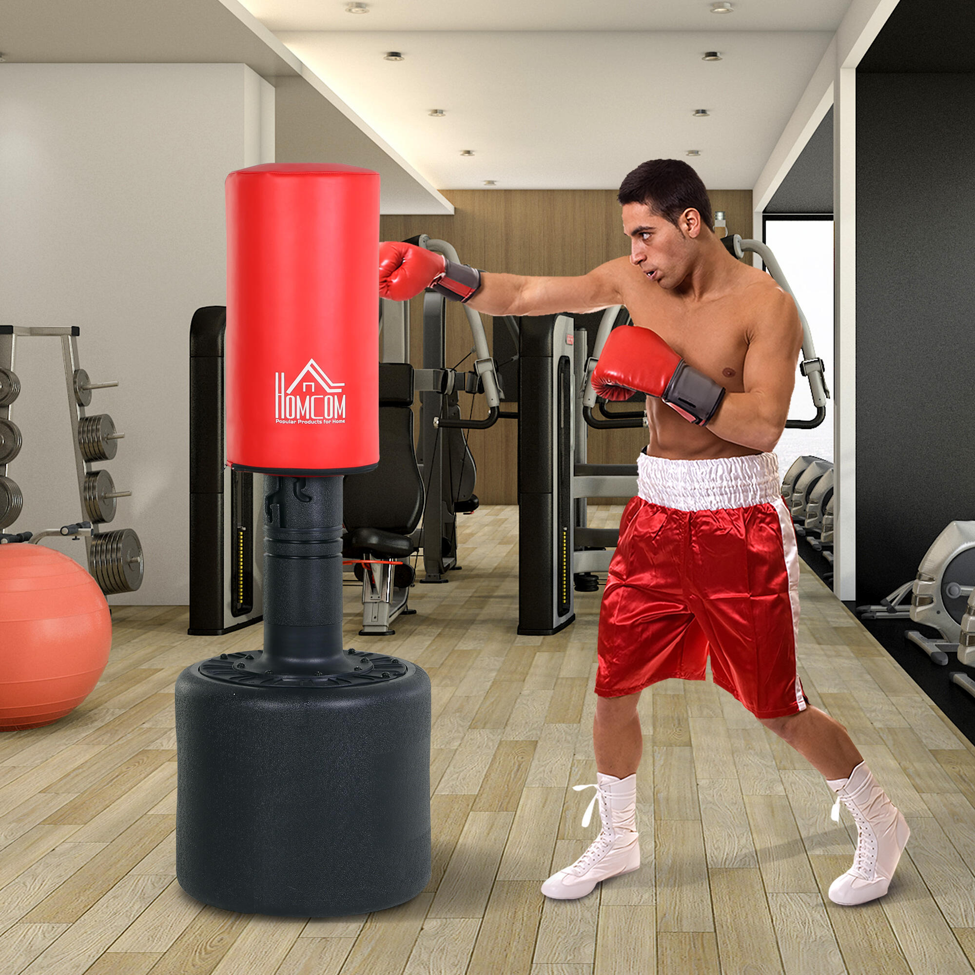 HOMCOM Sacco Boxe da Terra, Altezza Regolabile 145-172cm, Base da 100kg/120kg 2/7