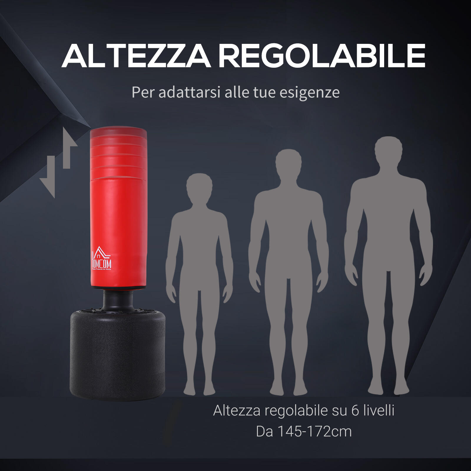 HOMCOM Sacco Boxe da Terra, Altezza Regolabile 145-172cm, Base da 100kg/120kg 4/7