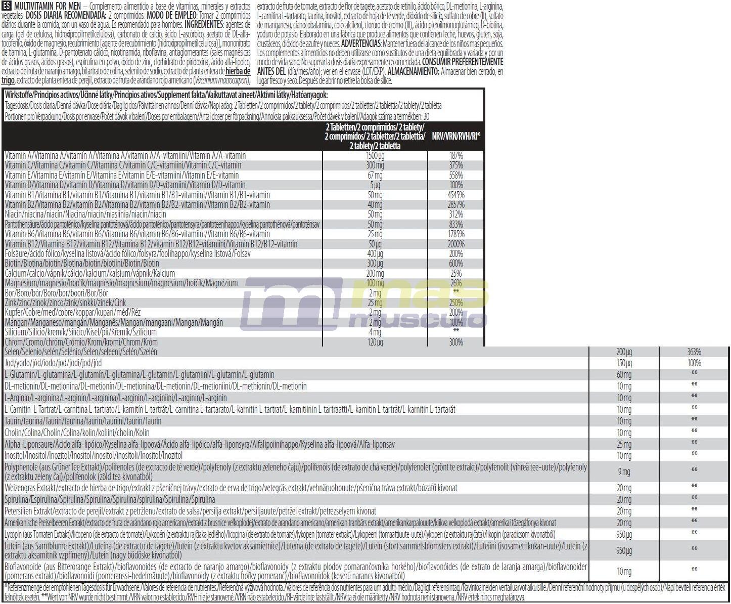 Multivitamin for Men - 60 comprimés de Biotech USA 3/3