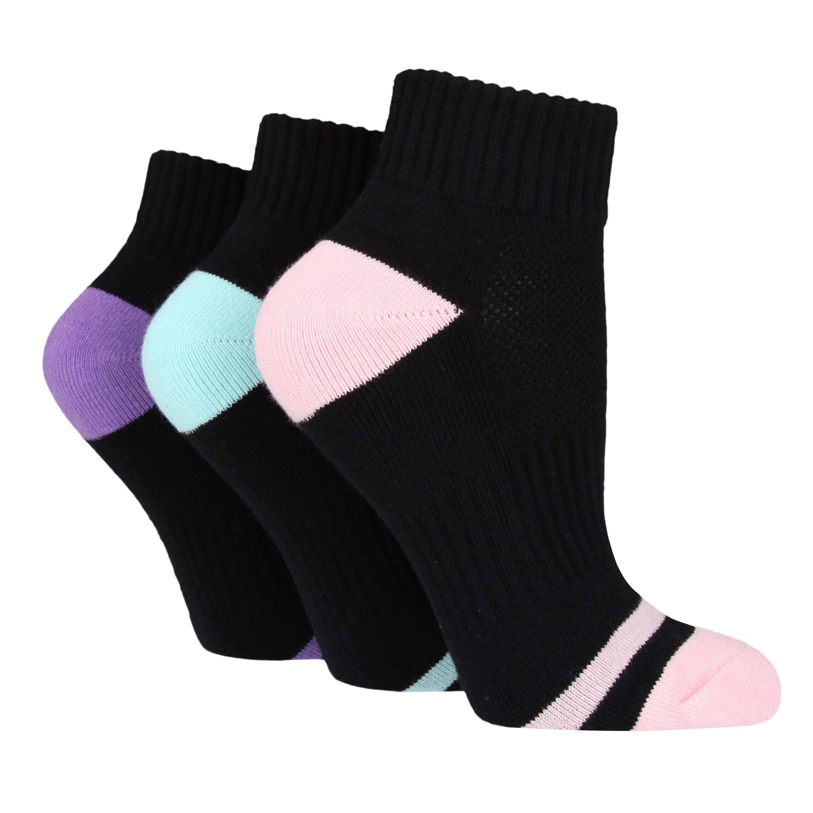 PRINGLE OF SCOTLAND F1000 Womens Sports Socks Quarter length Cushioned Black