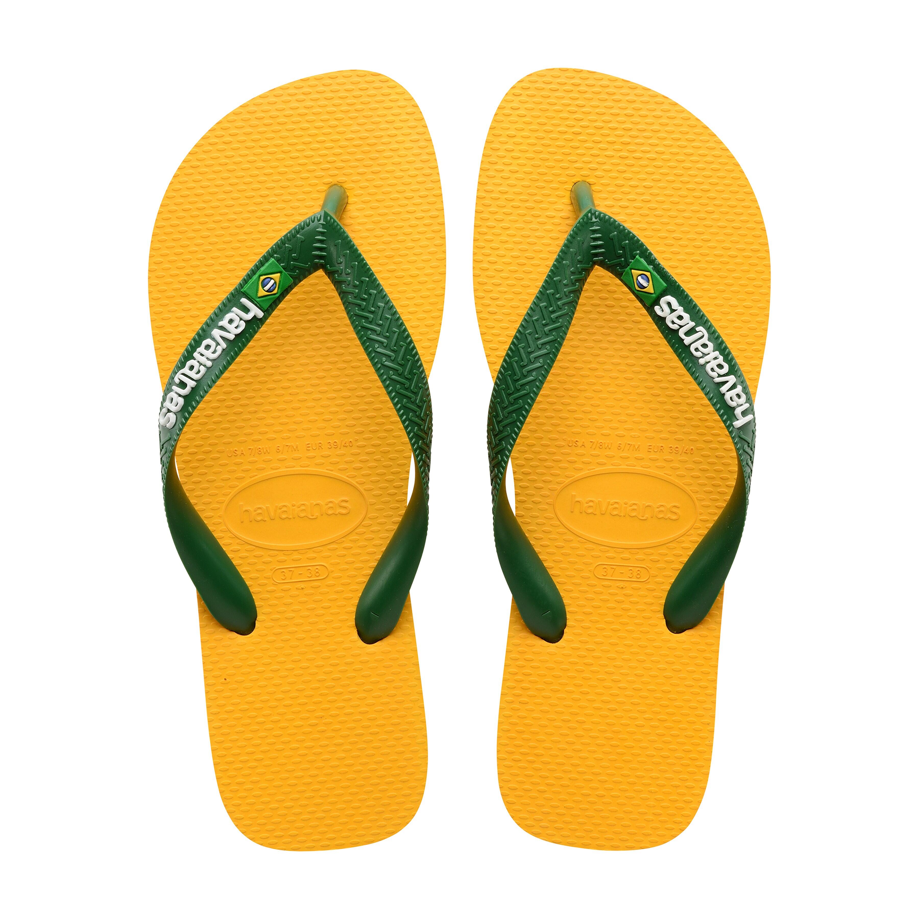 Havaianas - Tong Enfant À Enfiler Havaianas Brasil Logo - Enfant - Tongs - Jaune|vert - 35/38 - Decathlon