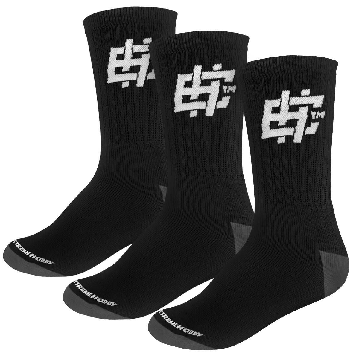 Extreme Hobby - Chaussettes De Sport Longues Pour Hommes Extreme Hobby Hashtag – Lot De 3 - Chaussettes - Noir - 43/46 - Decathlon