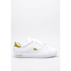 Baskets Lacoste POWERCOURT 2.0 Femme - Cuir blanc avec détails dorés