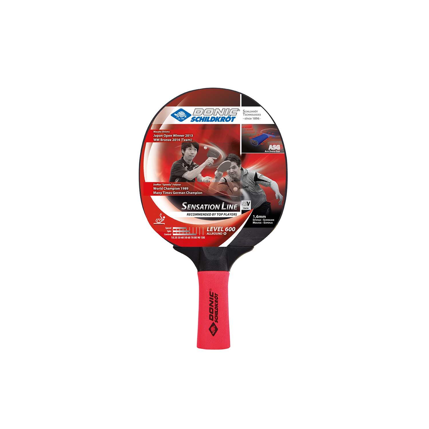 Sensation 600 Table Tennis Bat (Black/Red) 2/3