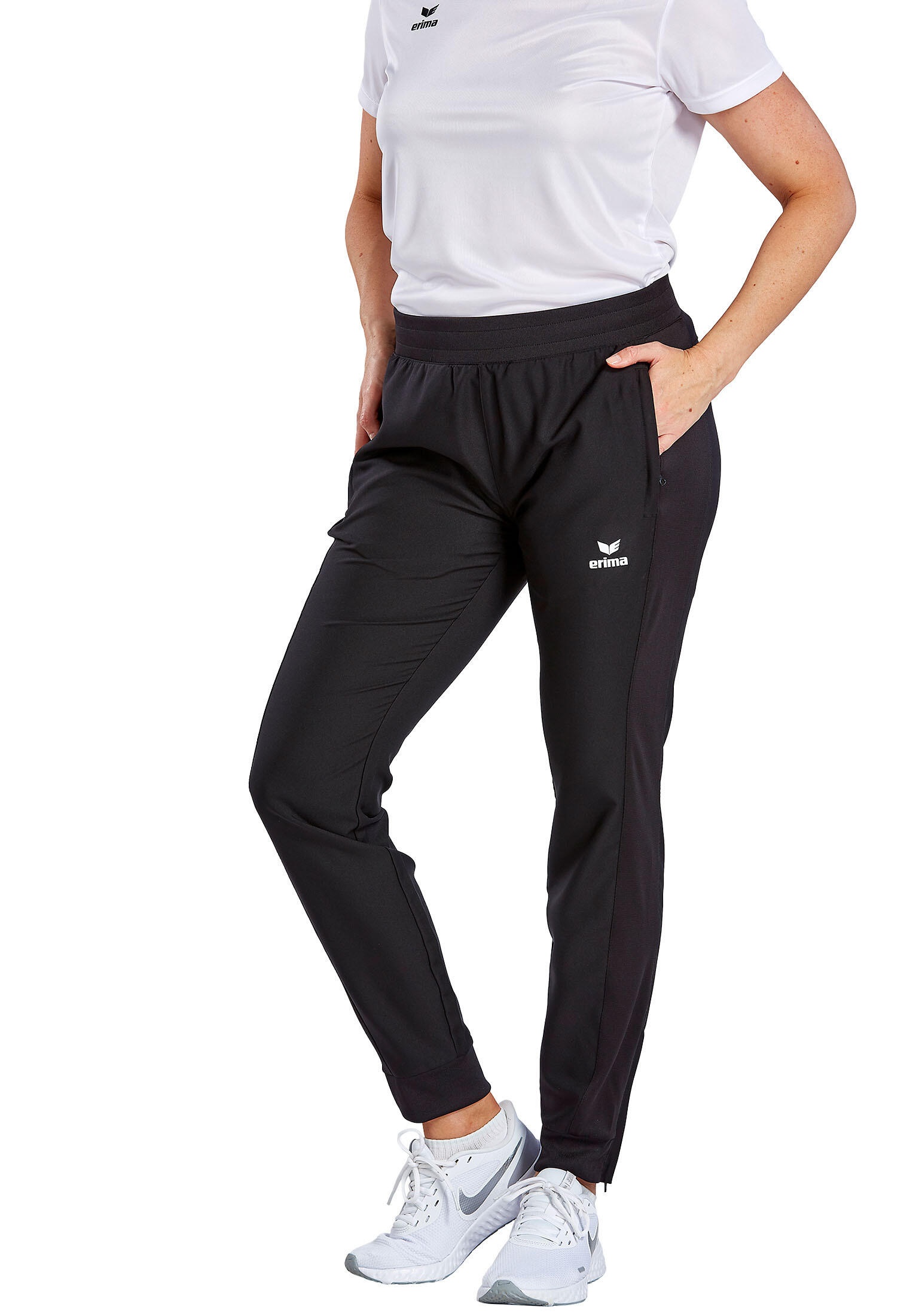 Pantaloni Erima Change negri, talie medie, lungi