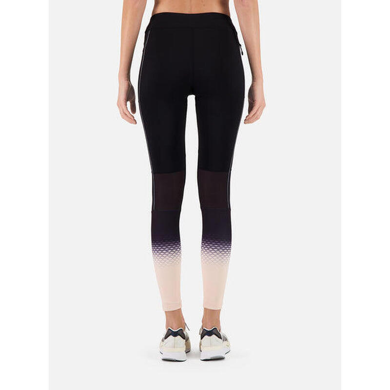 Futó leggings 2 zsebbel és 2 fényvisszaverő sávval Aimy - Fekete - Nő